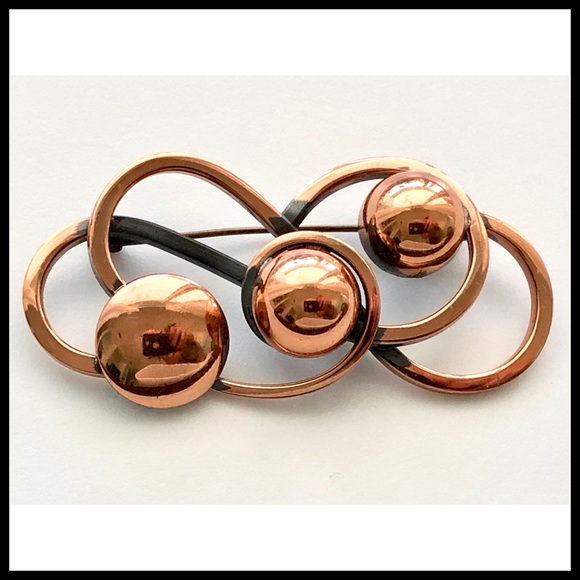 VINTAGE One of A Kind Handmade Handcrafted Copper Brooch Pin Artwear - Picture 1 of 5